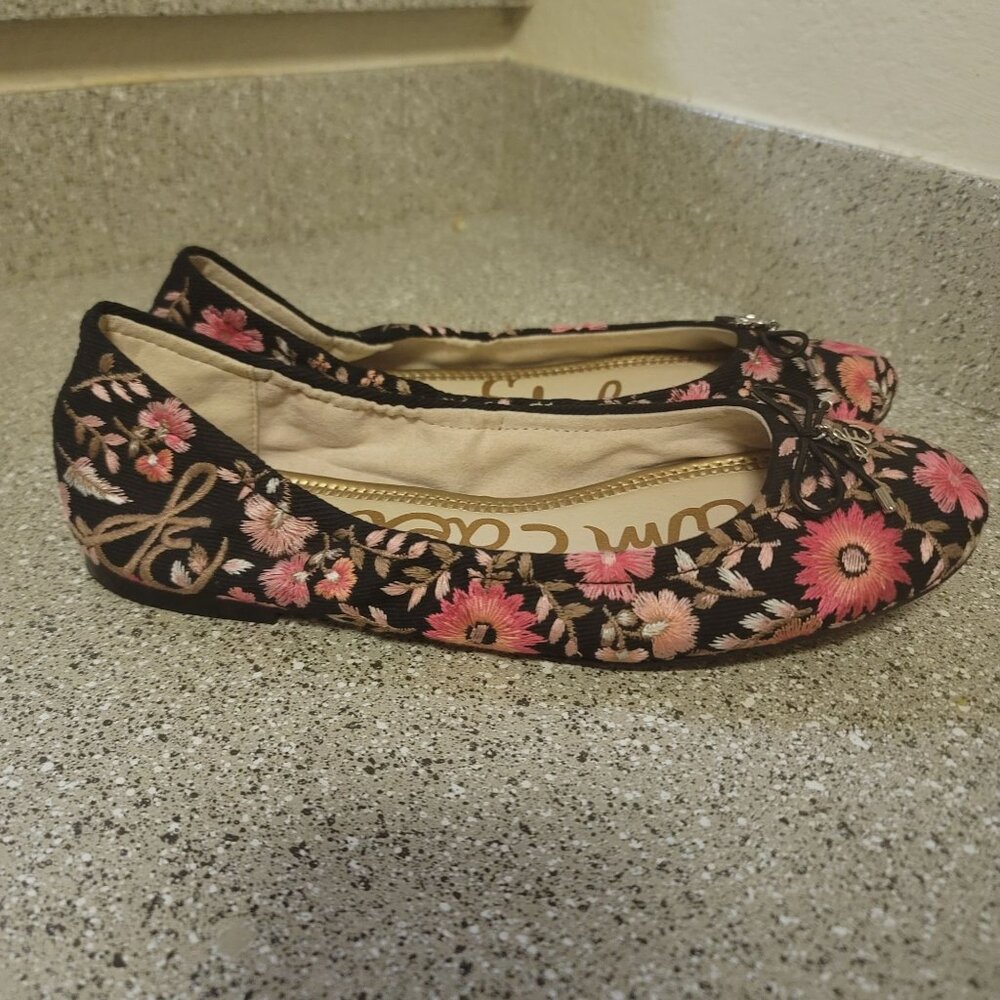 Sam Edelman Felicia Floral Ballet Flats Black/Pink US 8.5M EU 38.5